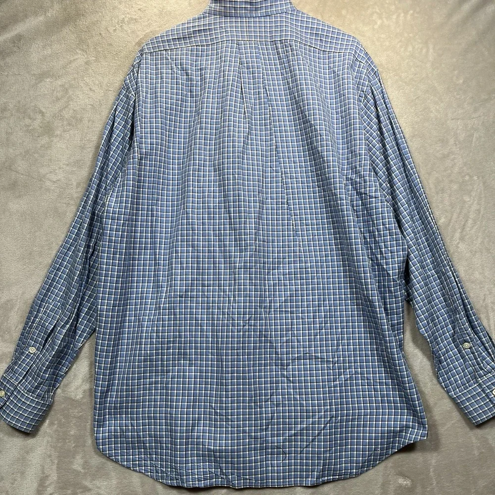 Ralph Lauren Shirt Mens XL Blue Plaid Button Up Blake Preppy VTG